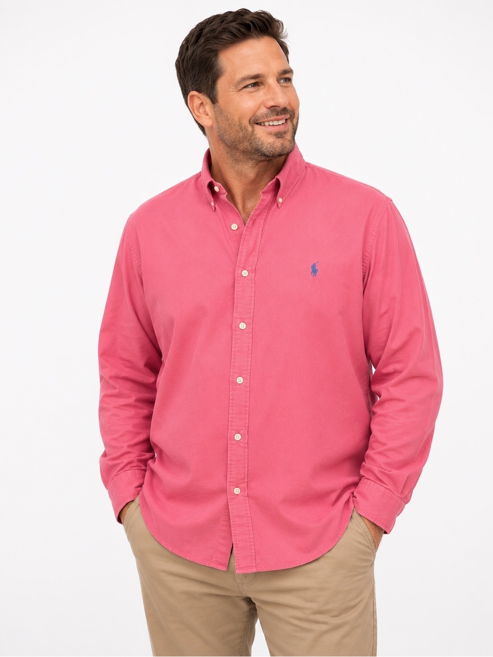 Polo by Ralph Lauren Men's Button-Down Shirt in Coral Pink